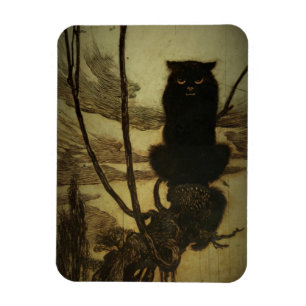 Schwarze Katze mit Schmollmund Magnet