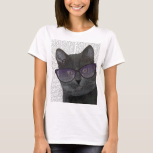 Schwarze Katze mit Sonnenbrille 2 T-Shirt
