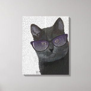 Schwarze Katze mit Sonnenbrille Leinwanddruck