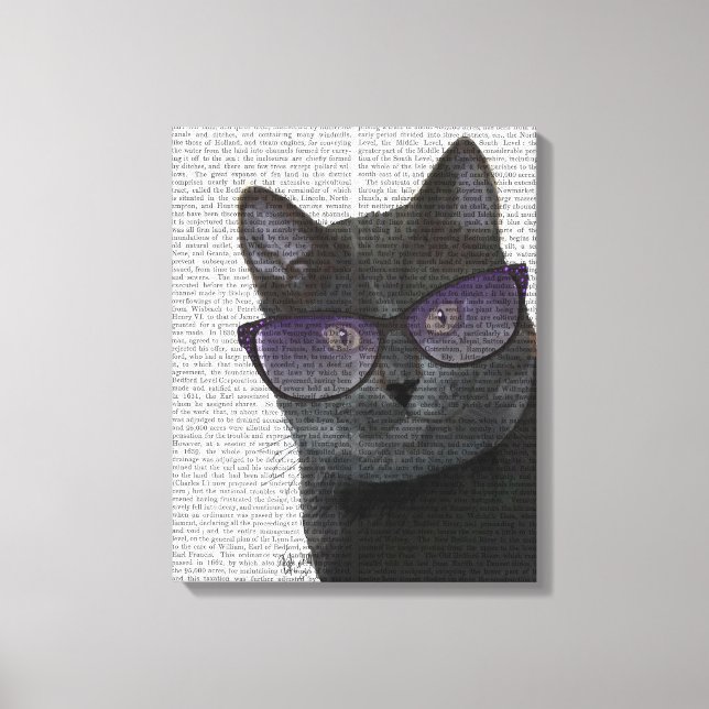 Schwarze Katze mit Sonnenbrille Leinwanddruck (Vorderseite)