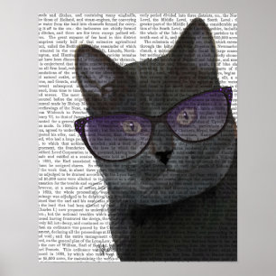 Schwarze Katze mit Sonnenbrille Poster
