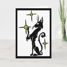 Schwarze Katze mit Sternen Blankokarte Karte