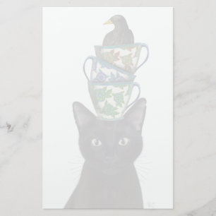 Schwarze Katze mit Teacups und Blackbird Briefpapier