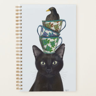 Schwarze Katze mit Teacups und Blackbird Planer
