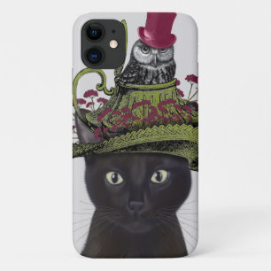 Schwarze Katze mit Teekanne und Eule Case-Mate iPhone Hülle
