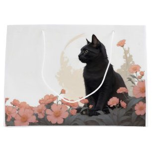 Schwarze Katze mit Text oder ohne Text Große Geschenktüte