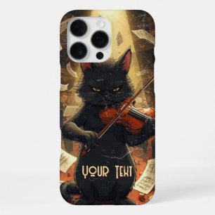 Schwarze Katze mit Violine - Cooler Geiger-Geschen iPhone 16 Pro Max Hülle
