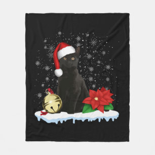 Schwarze Katze mit Weihnachtskostüm der Weihnachts Fleecedecke