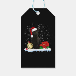 Schwarze Katze mit Weihnachtskostüm der Weihnachts Geschenkanhänger