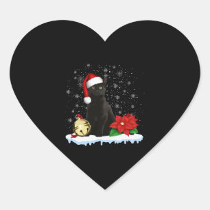 Schwarze Katze mit Weihnachtskostüm der Weihnachts Herz-Aufkleber