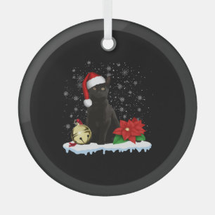 Schwarze Katze mit Weihnachtskostüm der Weihnachts Ornament Aus Glas