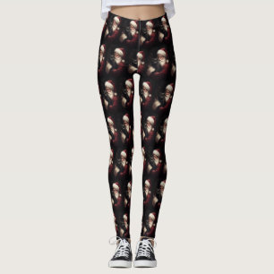 Schwarze Katze mit Weihnachtsmann Weihnachten Leggings