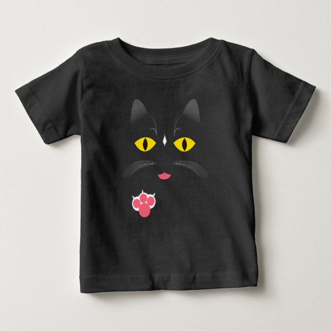 Schwarze Katze mit weißen Kennzeichen Baby T-shirt (Vorderseite)