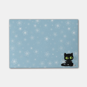 schwarze Katze mit weißen Socken Post-it Klebezettel