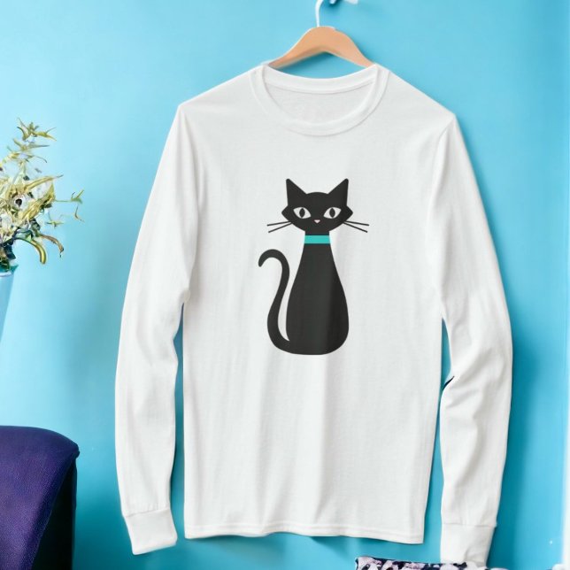 Schwarze Katze Mitte des Jahrhunderts Moderner, la T-Shirt (Von Creator hochgeladen)