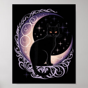 Schwarze Katze Mond Satanismus Dämonisch Teufel He Poster