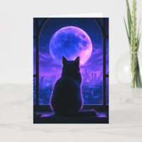 Schwarze Katze Mondlicht Nacht Denke an Dich