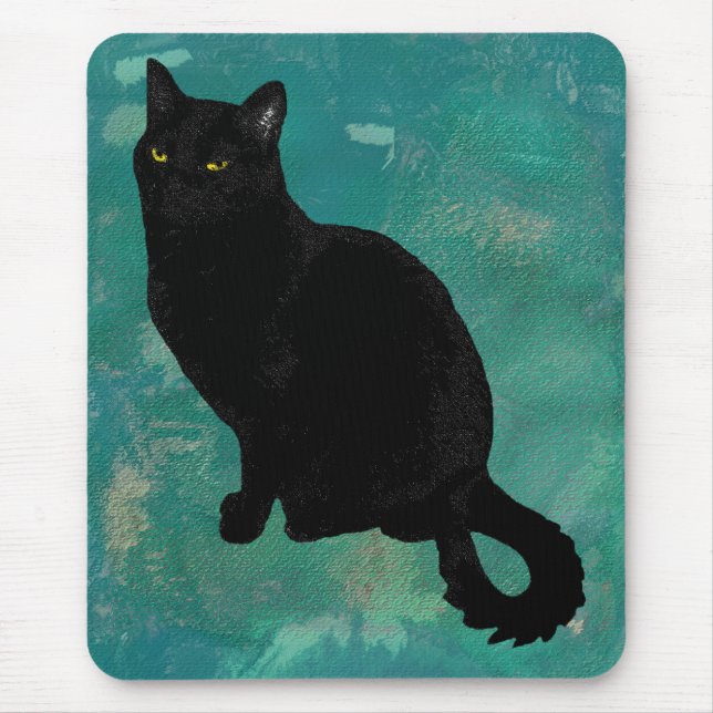 Schwarze Katze Mousepad (Vorne)