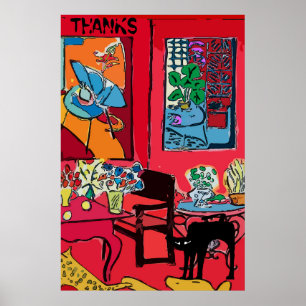 Schwarze Katze nach Tabelle, DANKE Poster