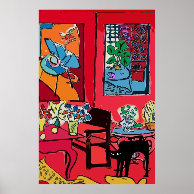 Schwarze Katze nach Tabelle Poster (Vorne)