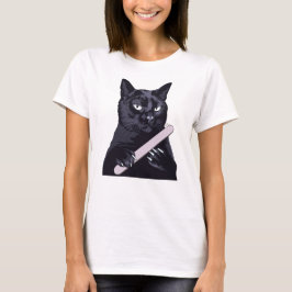 Schwarze Katze Nagelfeile Maniküre Lustige Freche T-Shirt