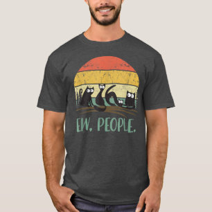 Schwarze Katze neue Leute lustige Frauen miauen Ka T-Shirt