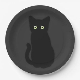 Schwarze Katze, niedliches Kätzchen, spoktacular S Pappteller