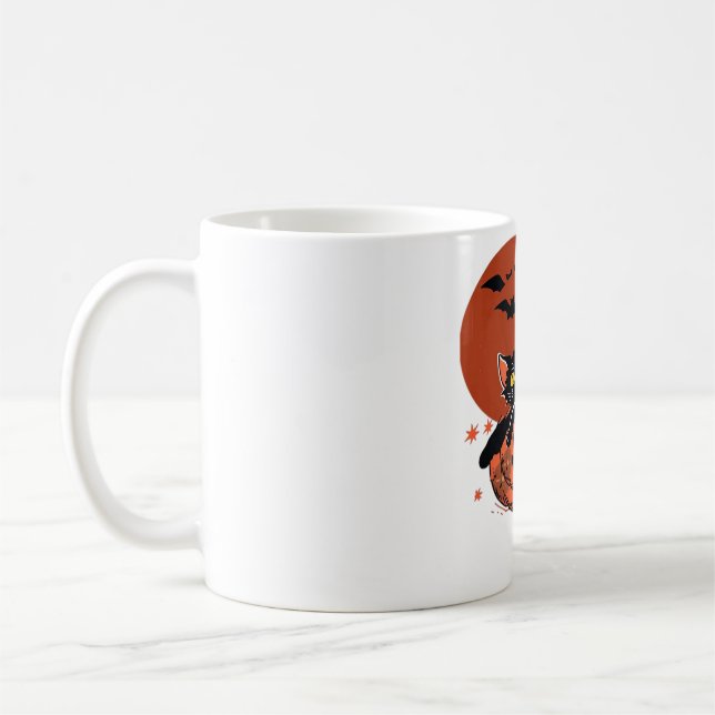 Schwarze Katze, nostalgischer Halloween-klassische Kaffeetasse (Links)