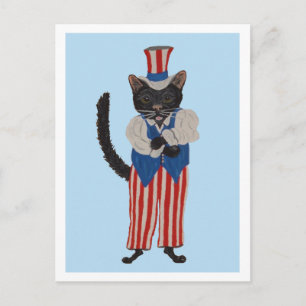 Schwarze Katze Onkel Sam Ankündigungspostkarte