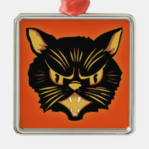 Schwarze Katze Ornament Aus Metall