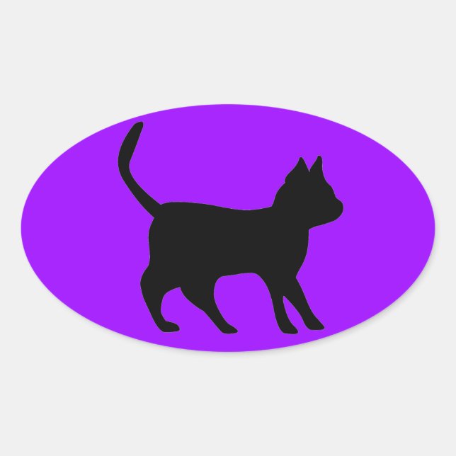 Schwarze Katze Ovaler Aufkleber (Vorderseite)