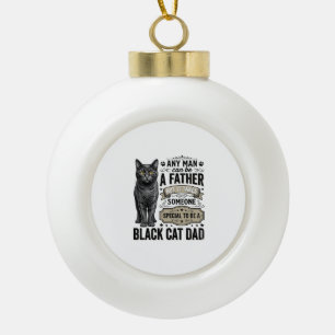 Schwarze Katze Papa Vintage Gravur T-Shirt Design_ Keramik Kugel-Ornament