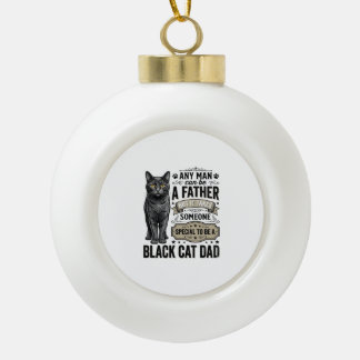 Schwarze Katze Papa Vintage Gravur T-Shirt Design_ Keramik Kugel-Ornament