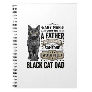 Schwarze Katze Papa Vintage Gravur T-Shirt Design_ Notizblock