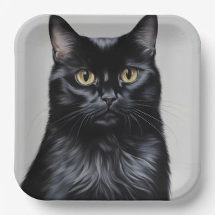 Schwarze Katze Pappteller