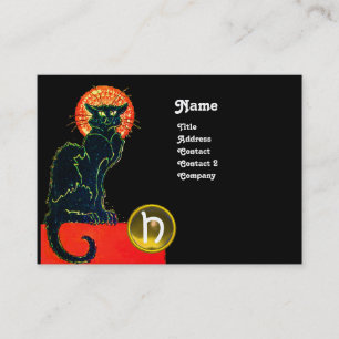 SCHWARZE KATZE PARTY MONOGRAMM VISITENKARTE