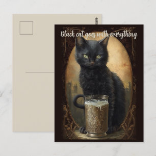 Schwarze Katze passt zu allem Personalisiert Postkarte