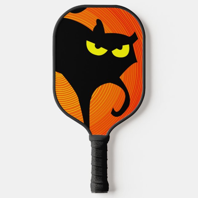 Schwarze Katze Pickleball Schläger (Vorderseite)