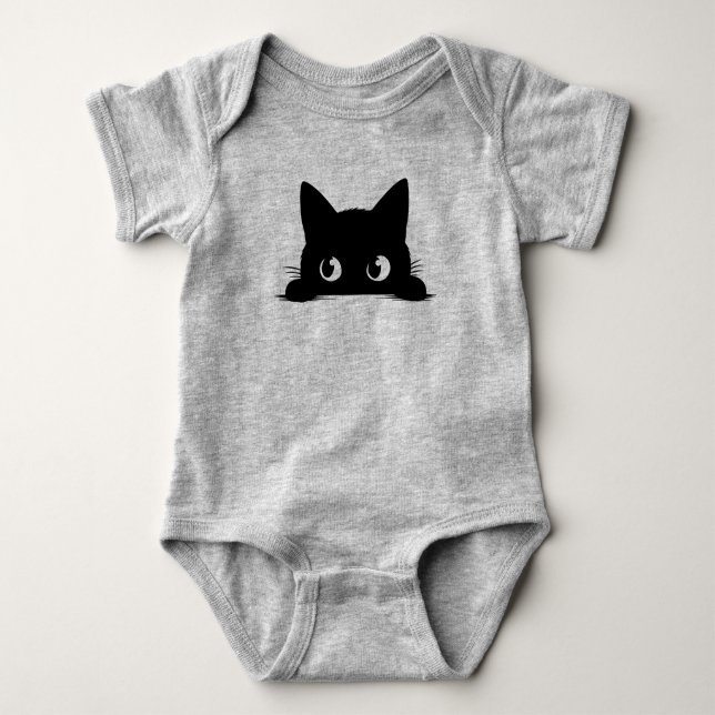 Schwarze Katze Pinkeln Niedliche Halloween Herbstk Baby Strampler (Vorderseite)