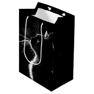Schwarze Katze Portrait zum Geburtstag Mittlere Geschenktüte