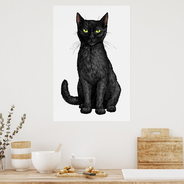 Schwarze Katze Poster (Küche)