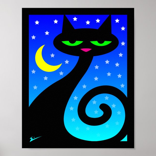 Schwarze Katze Poster (Vorne)
