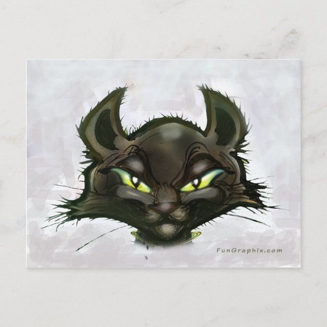 Schwarze Katze Postkarte (Vorderseite)