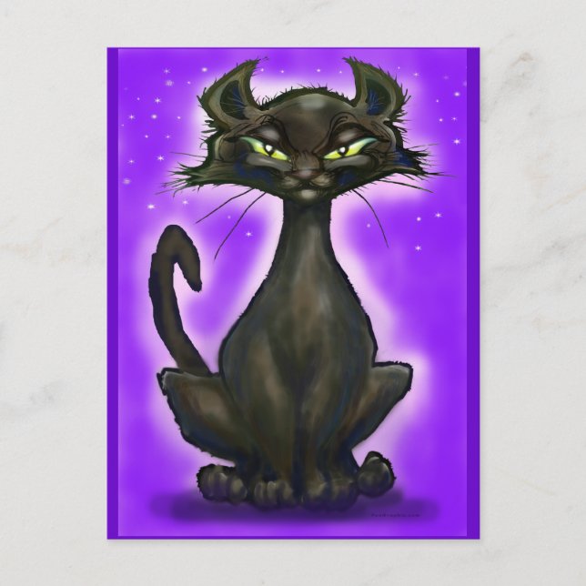 Schwarze Katze Postkarte (Vorderseite)