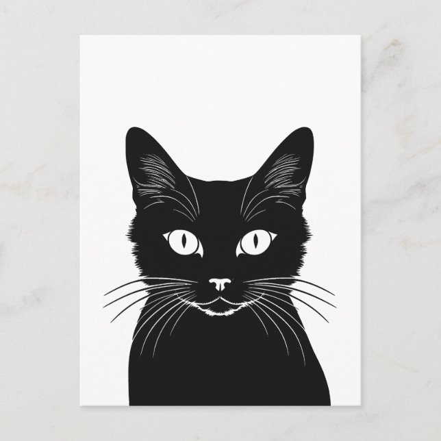 Schwarze Katze Postkarte (Vorderseite)