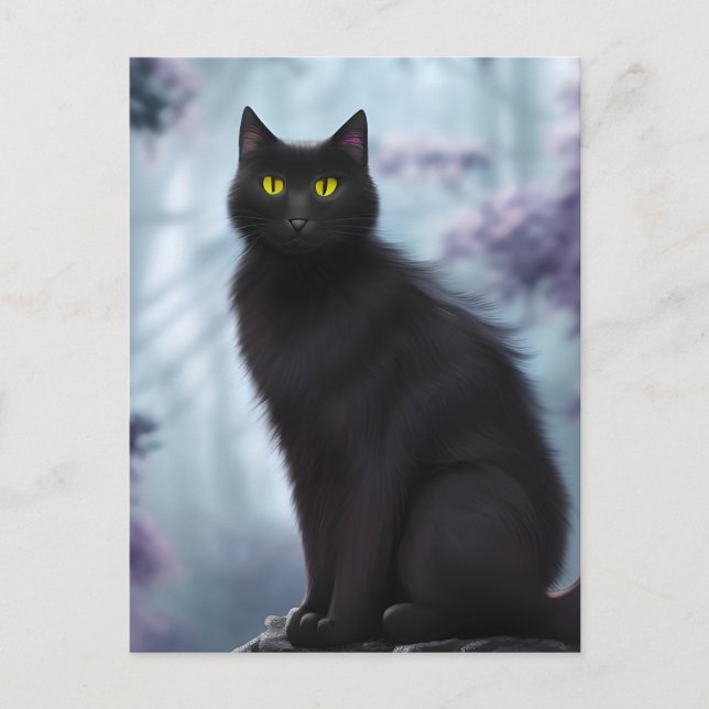 Schwarze Katze Postkarte (Vorderseite)