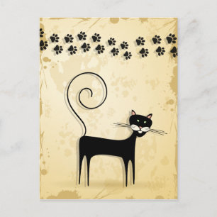 Schwarze Katze Postkarte