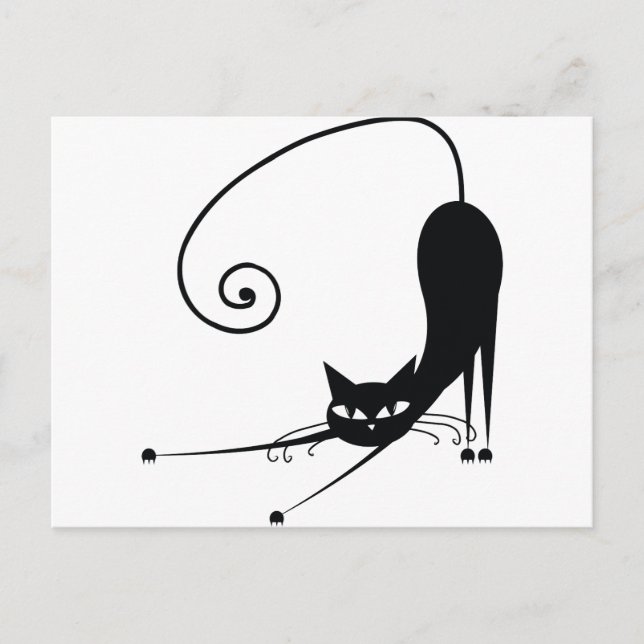 Schwarze Katze Postkarte (Vorderseite)