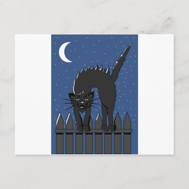 Schwarze Katze Postkarte (Vorderseite)