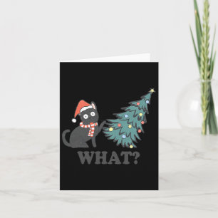 Schwarze Katze Pushing Weihnachtsbaum Was Weihnach Karte